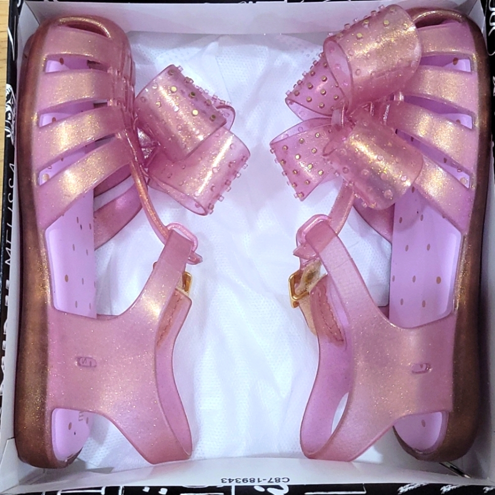 Mini Melissa Aranha XIII Pink Glitter Size 10